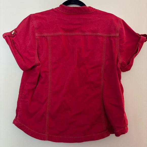 Denim & Co. Women’s Red Button-Front Utility Shirt Size L - Picture 5 of 7